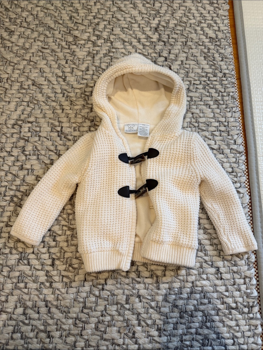 Koala Kids Cream Hooded Toggle Knit Jacket 9 months